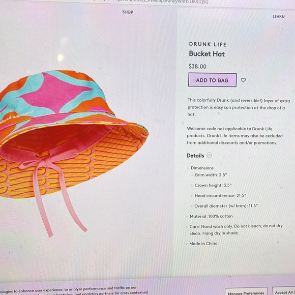 Drunk Elephant Reversible Bucket Hat. 2 Hats In One! ✌️ - Picture 9 of 9